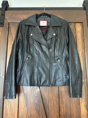 Tommy Hilfiger Black Leather Moto Jacket